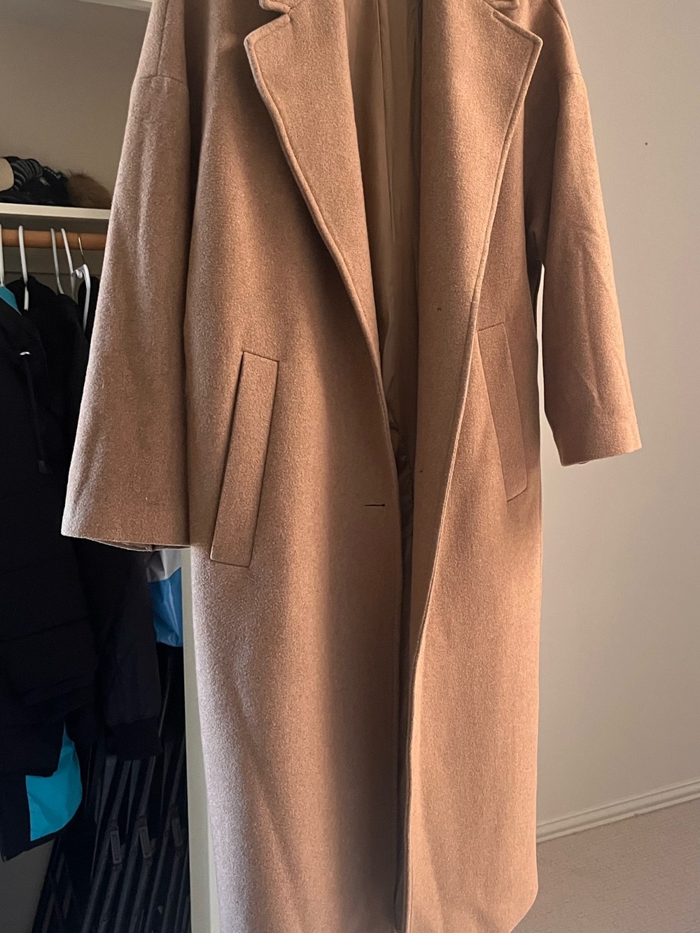 MNG Mango women Camel Wool Blend Long Coat (Size 8/M) - Picture 3 of 6
